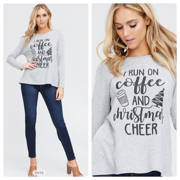 Christmas coffee graphic Tee in light gray small - Picture 1 of 4